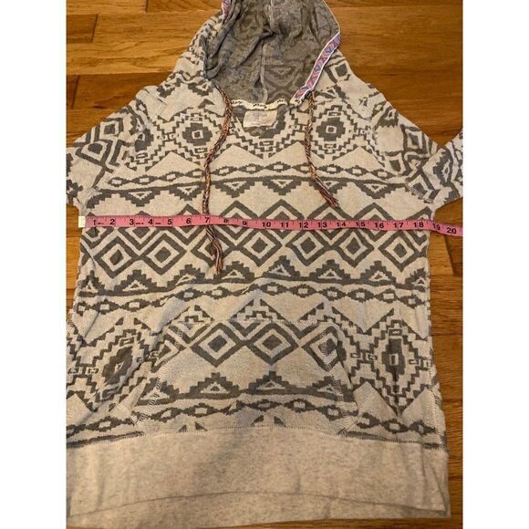 BKE Lounge women’s Aztec patterned hooded pullover cotton long sleeve sweater L - Picture 5 of 9